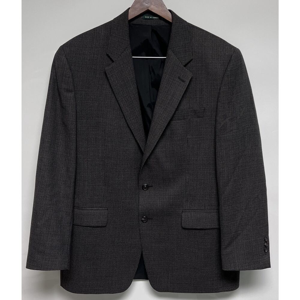 VTG Ralph Lauren Houndstooth Blazer Sport Coat 42R Equestrian Old Money Wool 98’